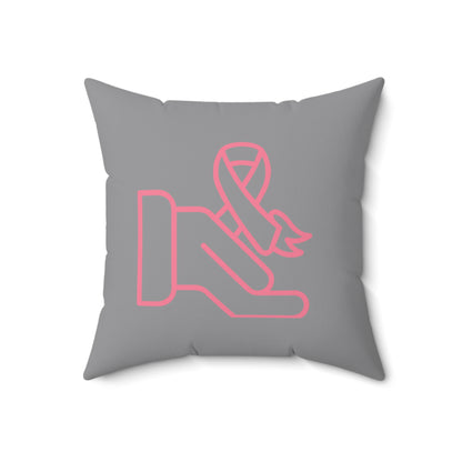 Spun Polyester Square Pillow: Fight Cancer Grey