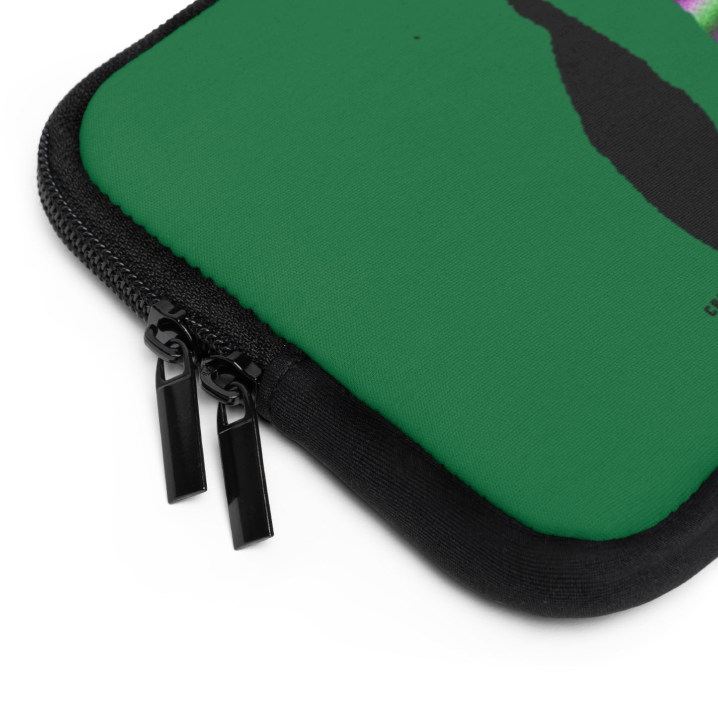 Laptop Sleeve: Crazy Penguin World Logo Dark Green