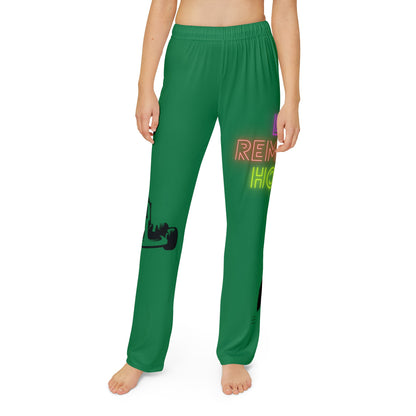 Kids Pajama Pants: Racing Dark Green