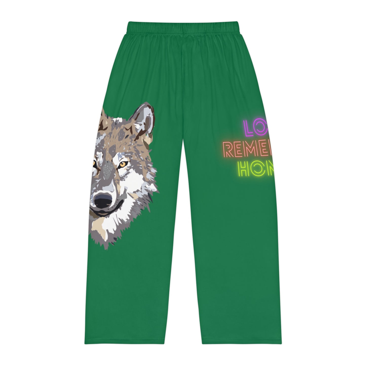 Men's Pajama Pants: Wolves Dark Green