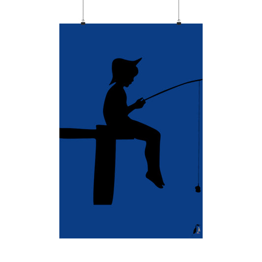 Premium Matte Vertical Posters: Fishing Dark Blue