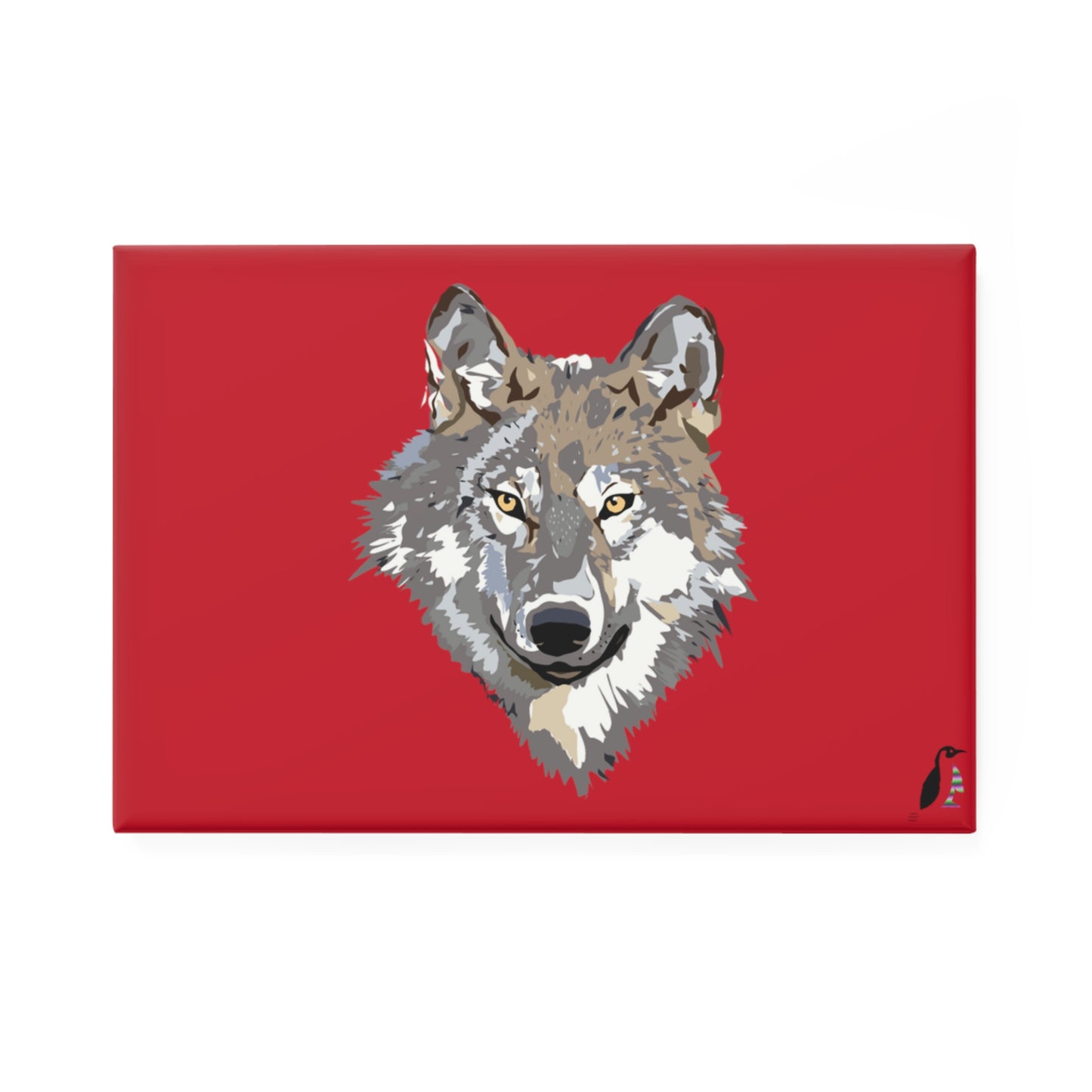 Button Magnet, Rectangle (1 & 10 pcs): Wolves Dark Red