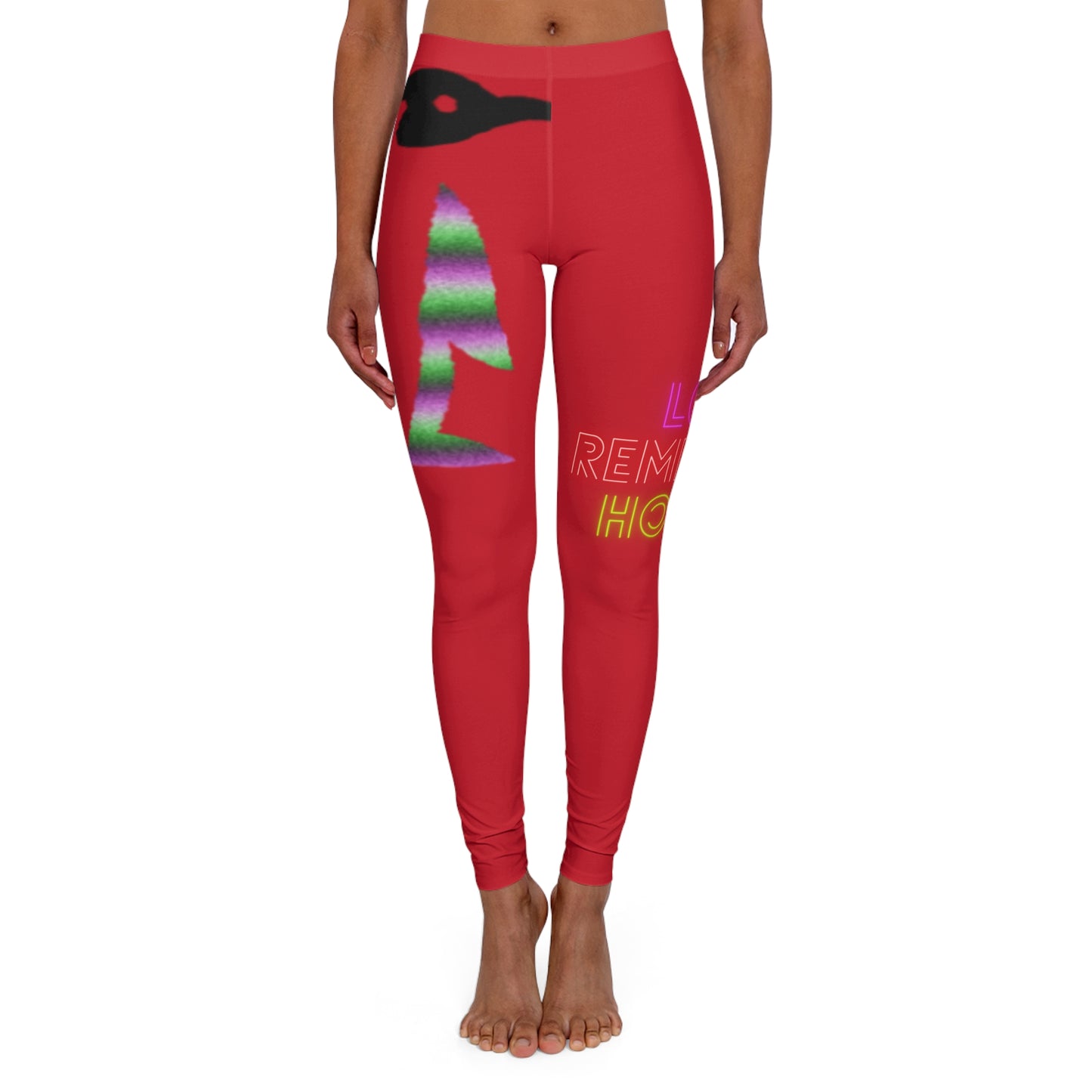 Women's Spandex Leggings: Crazy Penguin World Logo Dark Red