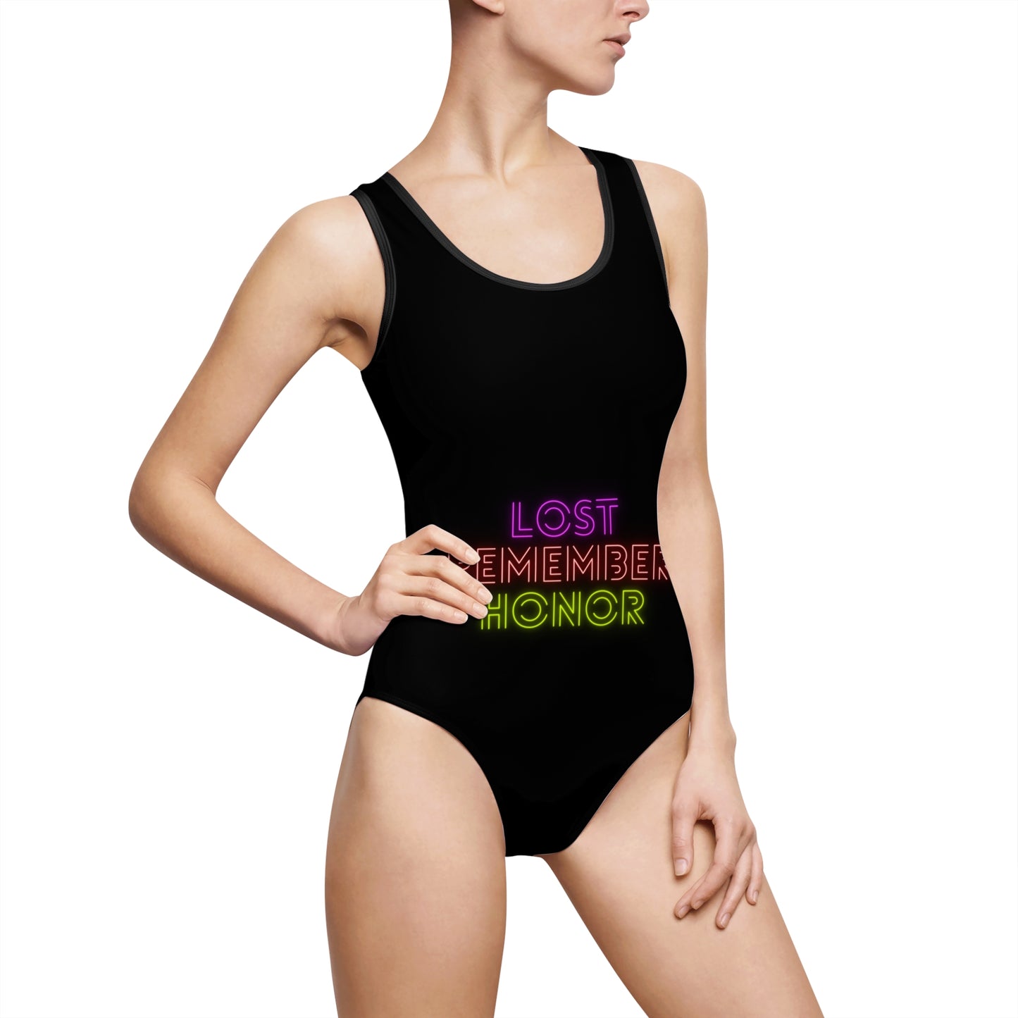 Women's Classic One-Piece Swimsuit: Lost Remember Honor Black