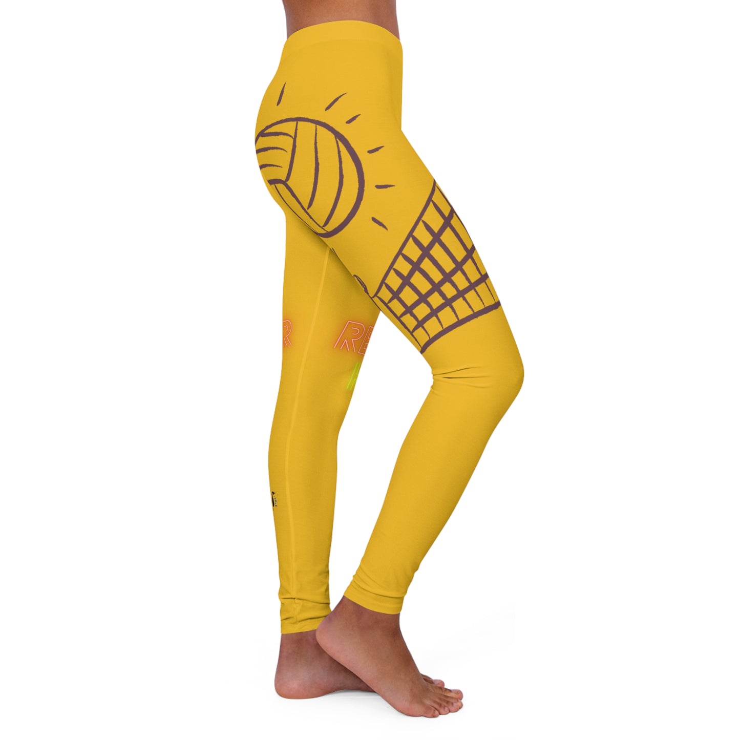 Women's Spandex Leggings: Volleyball Yellow