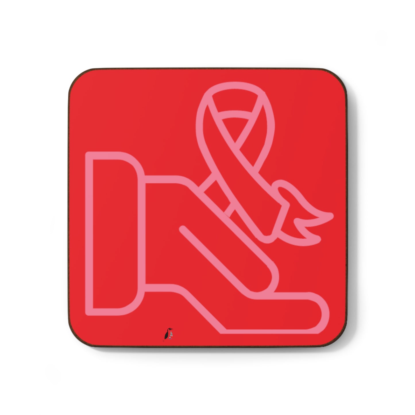 Hardboard Back Coaster: Fight Cancer Red