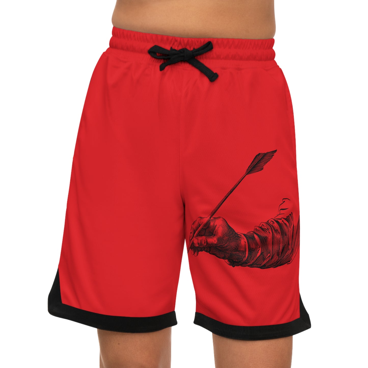 Basketball Rib Shorts: Writing Red