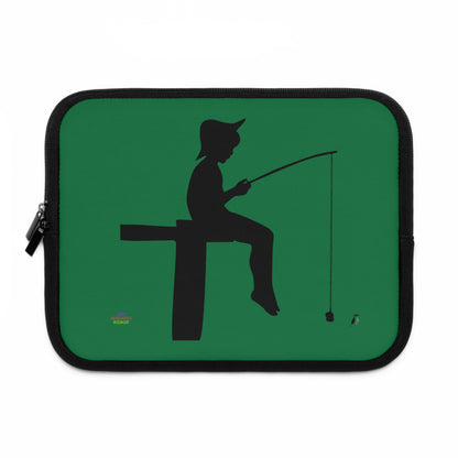 Laptop Sleeve: Fishing Dark Green