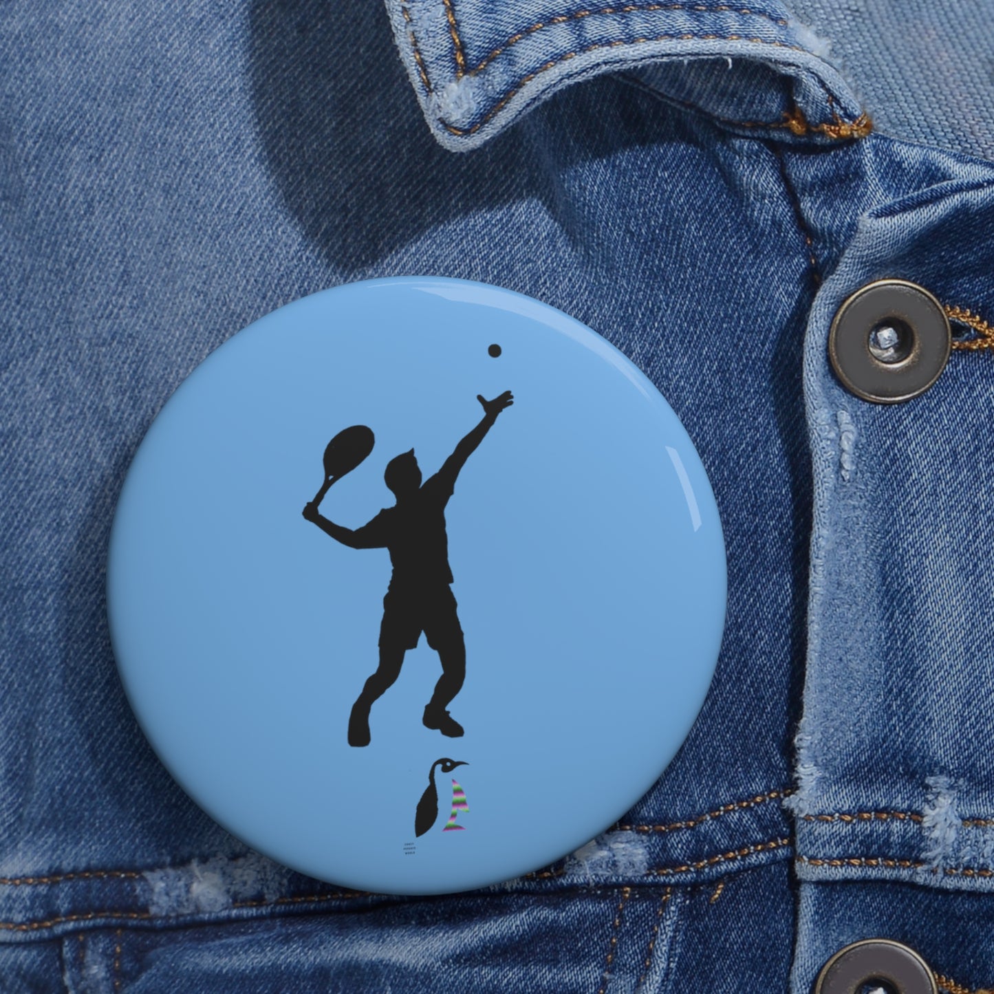 Custom Pin Buttons Tennis Lite Blue