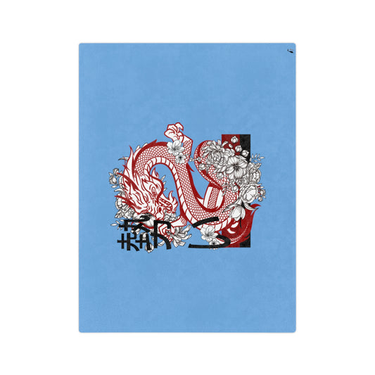 Velveteen Minky Blanket: Dragons Lite Blue