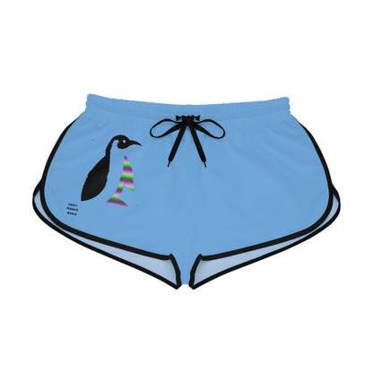 Women's Relaxed Shorts: Crazy Penguin World Logo Lite Blue