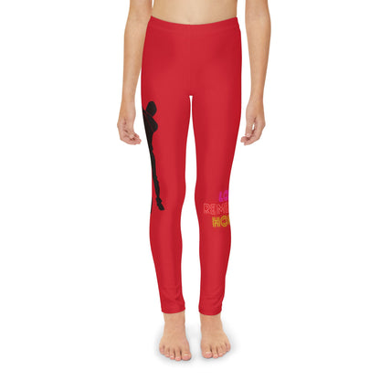 Youth Full-Length Leggings: Dance Dark Red