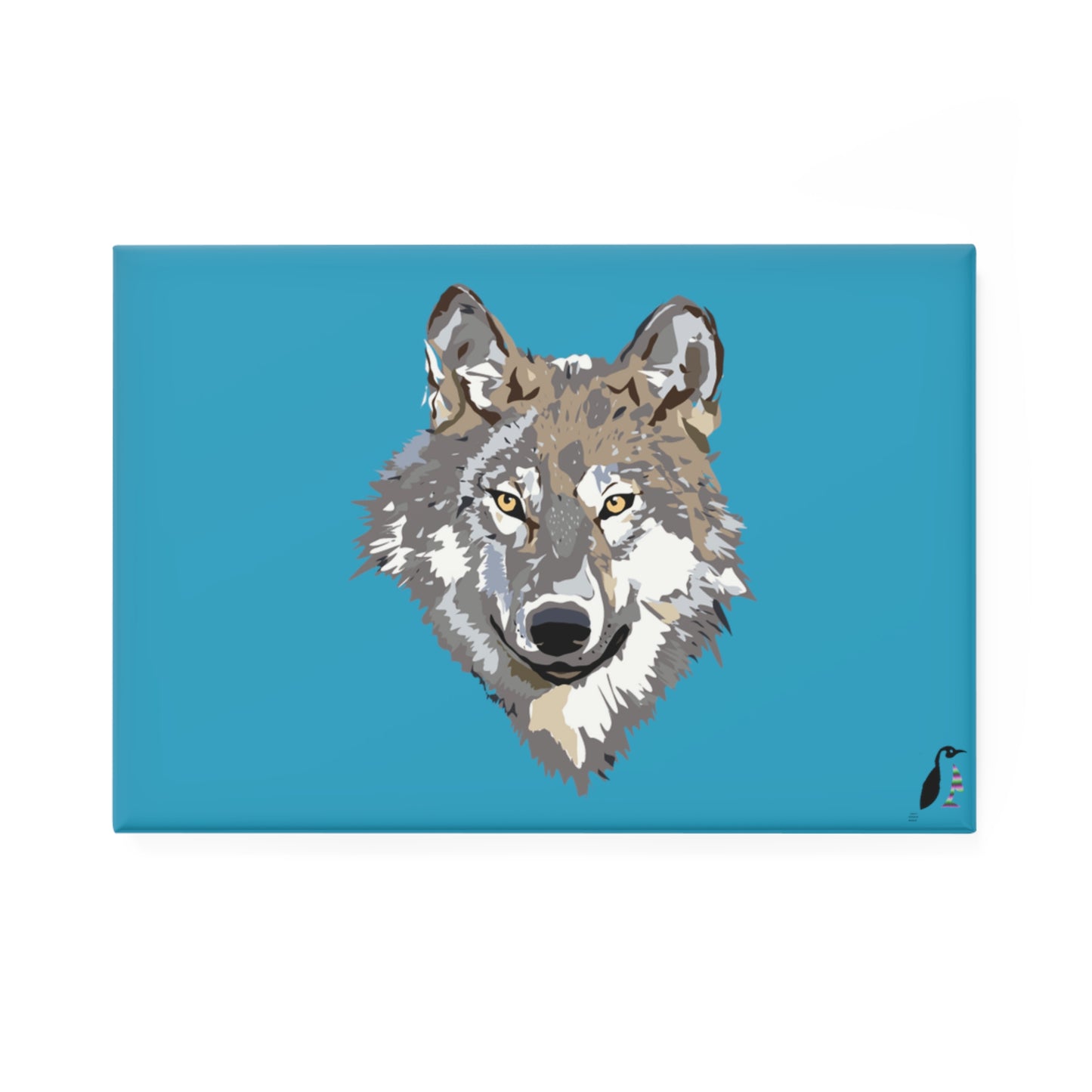 Button Magnet, Rectangle (1 & 10 pcs): Wolves Turquoise