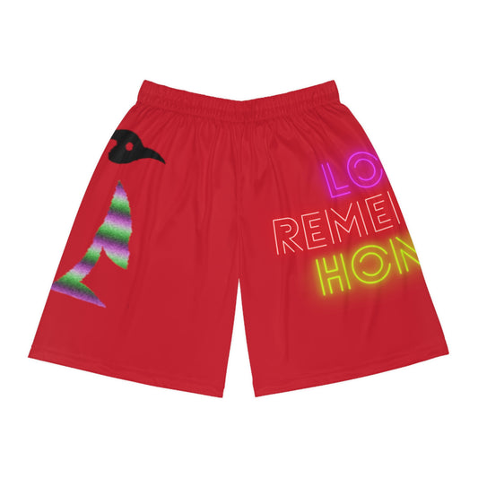 Basketball Shorts: Crazy Penguin World Logo Dark Red