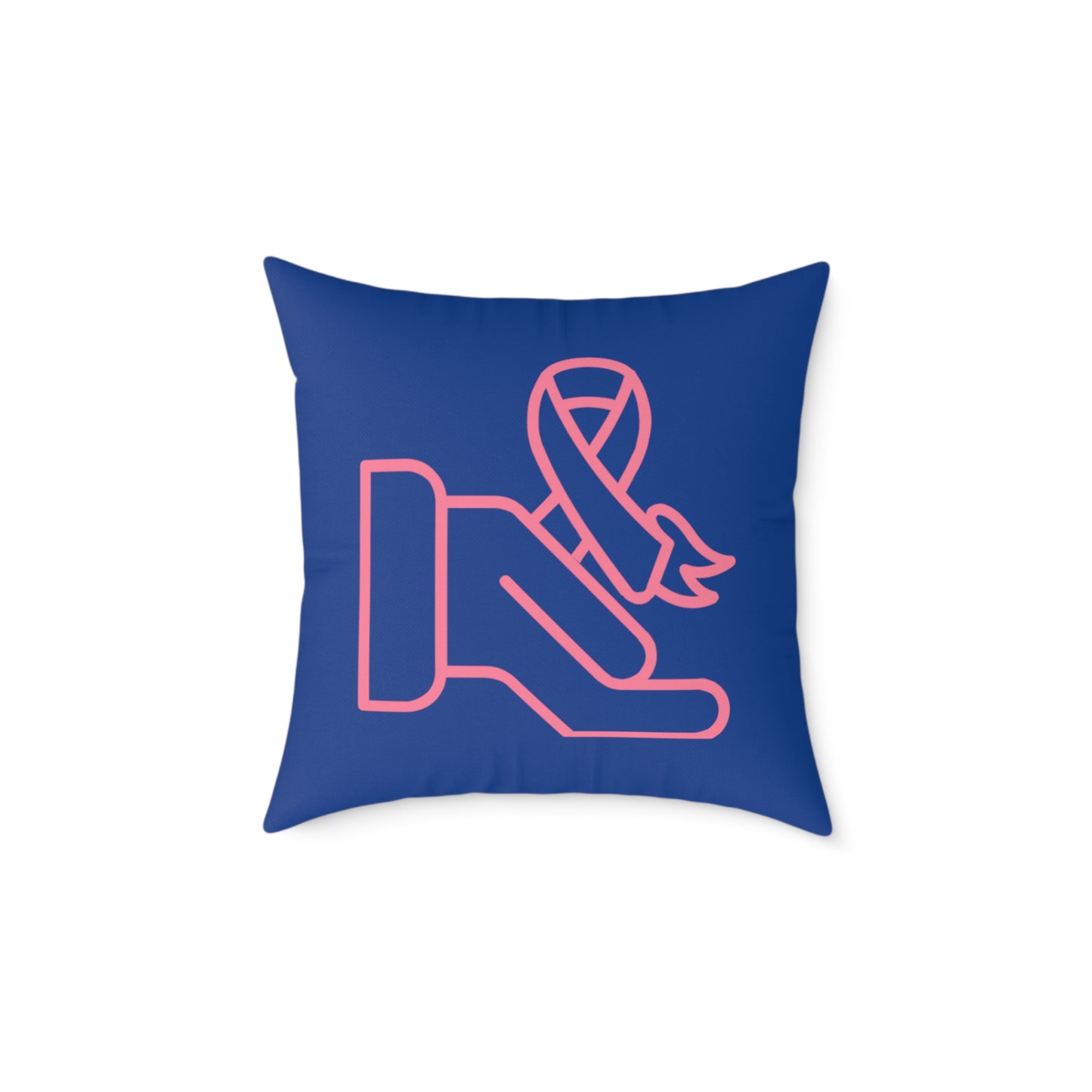 Spun Polyester Pillow: Fight Cancer Dark Blue