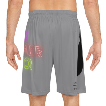 Basketball Shorts: Crazy Penguin World Logo Grey