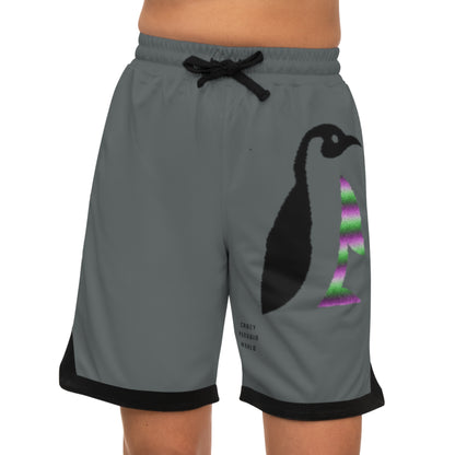 Basketball Rib Shorts: Crazy Penguin World Logo Dark Grey