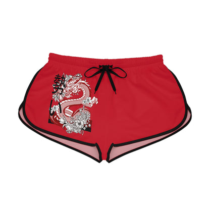 Women's Relaxed Shorts: Dragons Dark Red