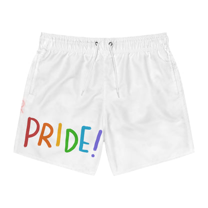 Swim Trunks: LGBTQ Pride White