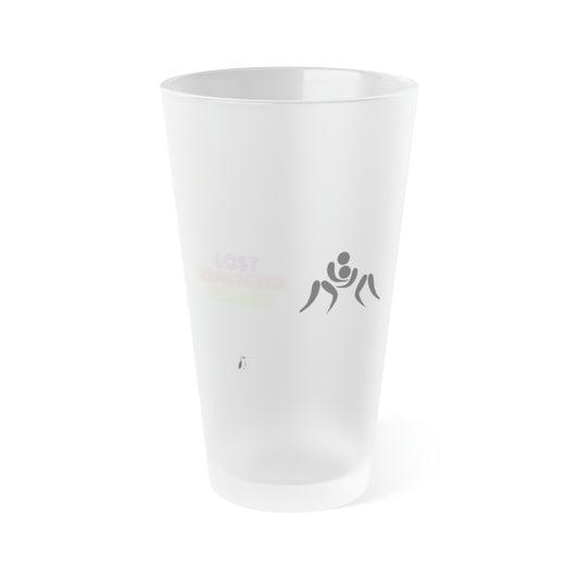 Frosted Pint Glass, 16oz Wrestling