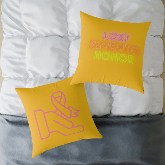 Spun Polyester Pillow: Fight Cancer Yellow