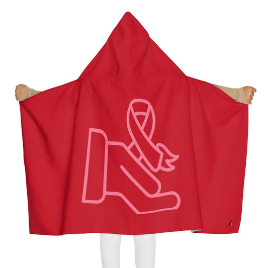 Youth Hooded Towel: Fight Cancer Dark Red