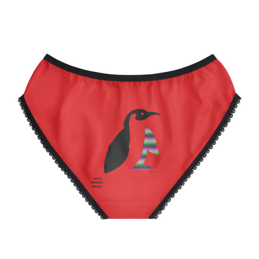 Women's Briefs: Crazy Penguin World Logo Red