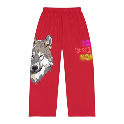 Men's Pajama Pants: Wolves Dark Red