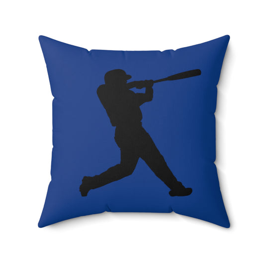 Spun Polyester Square Pillow: Baseball Dark Blue
