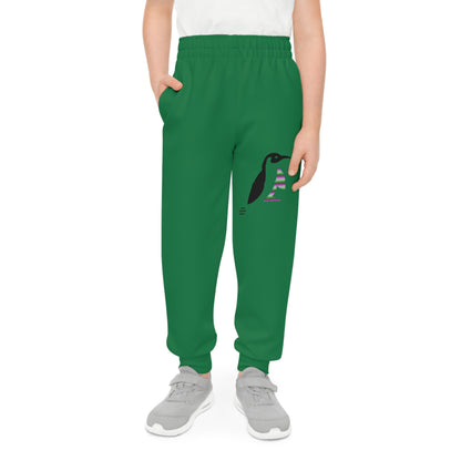 Youth Joggers: Crazy Penguin World Logo Dark Green