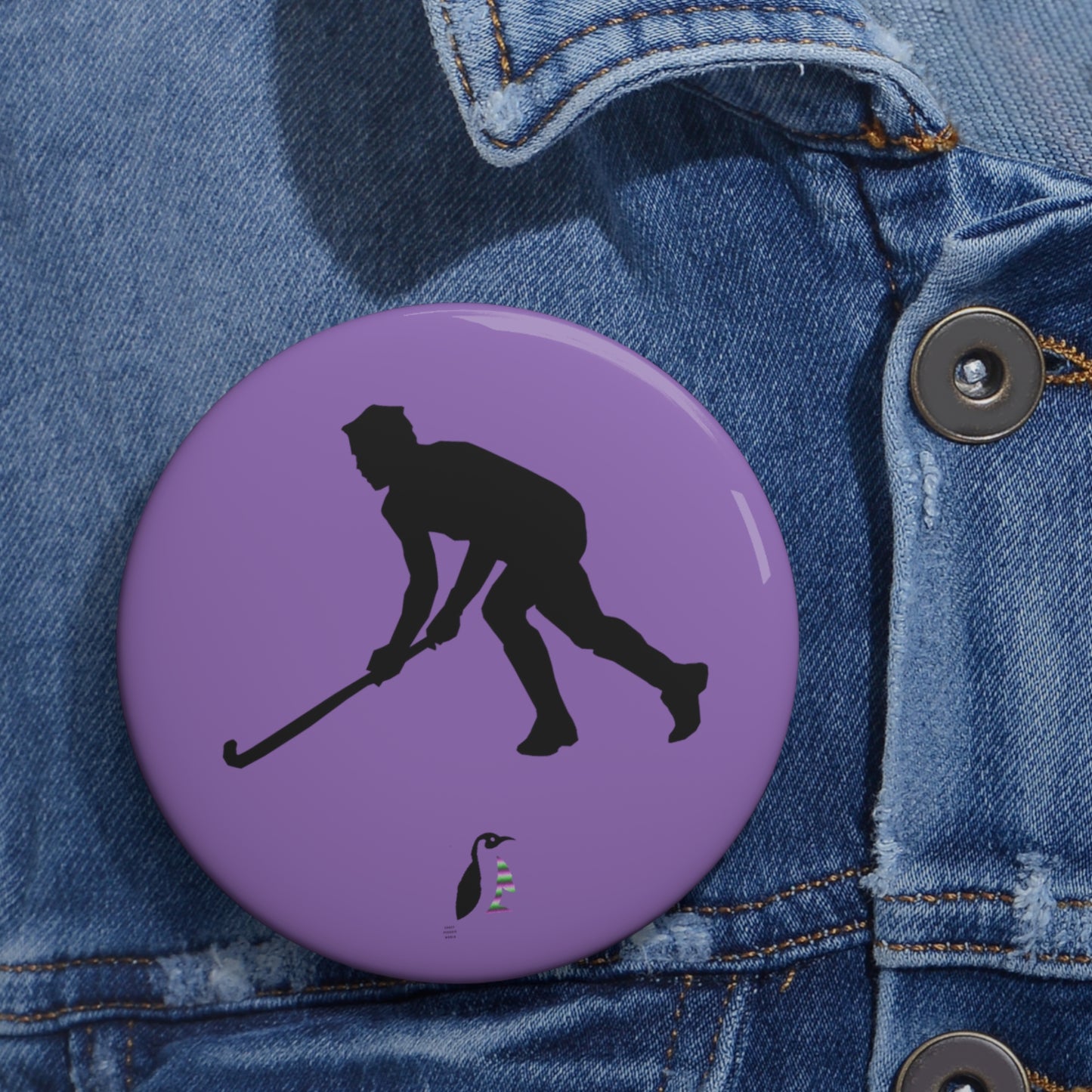 Custom Pin Buttons Hockey Lite Purple