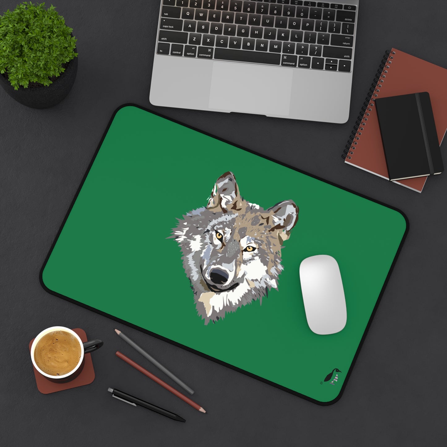 Desk Mat: Wolves Dark Green