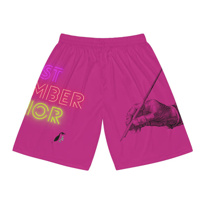 Basketball Shorts: Writing Pink