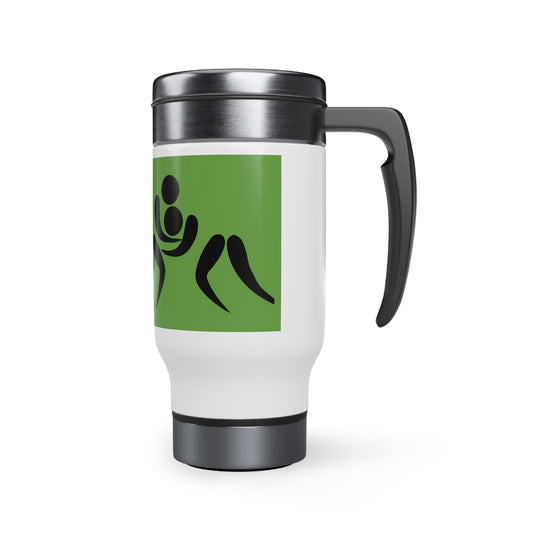 Stainless Steel Travel Mug with Handle, 14oz: Wrestling Green