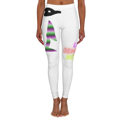 Women's Spandex Leggings: Crazy Penguin World Logo White