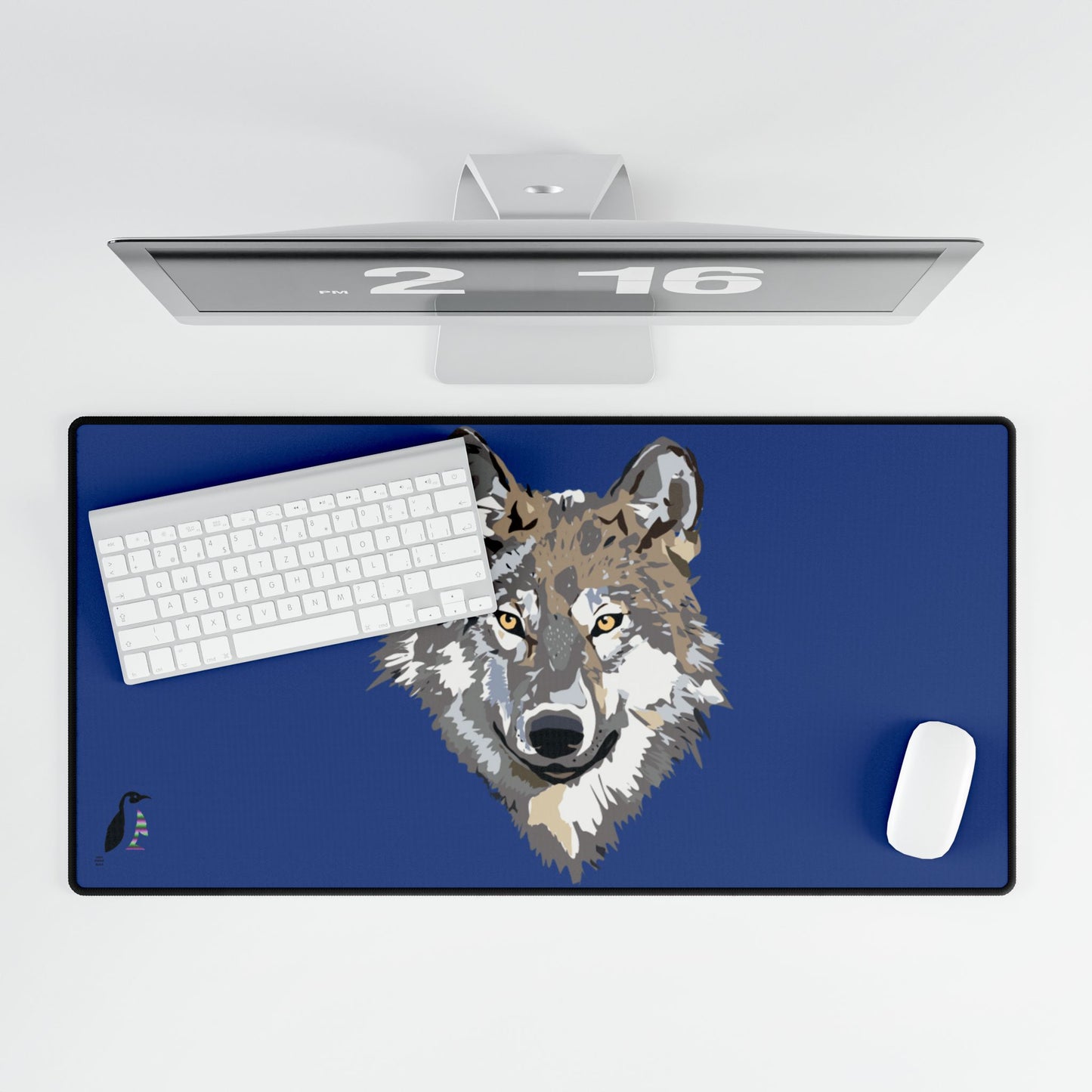 Desk Mats: Wolves Dark Blue