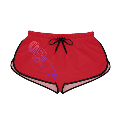 Women's Relaxed Shorts: Music Dark Red