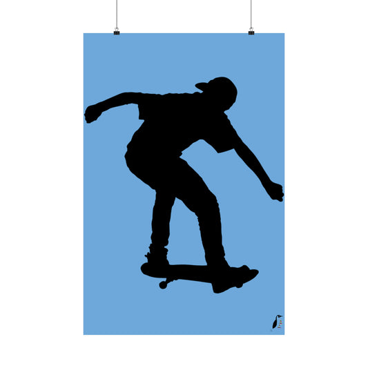Premium Matte Vertical Posters: Skateboarding Lite Blue
