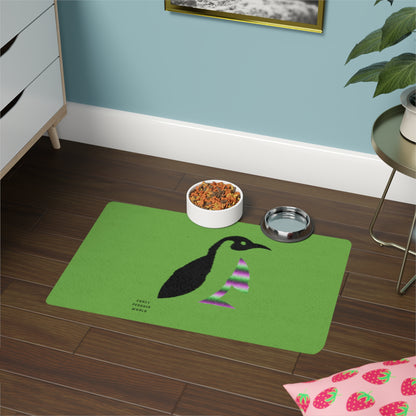 Pet Food Mat: Crazy Penguin World Logo Green
