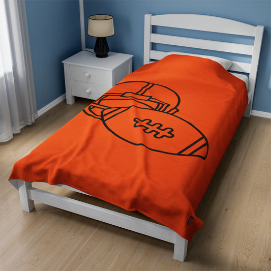 Velveteen Plush Blanket: Football Orange
