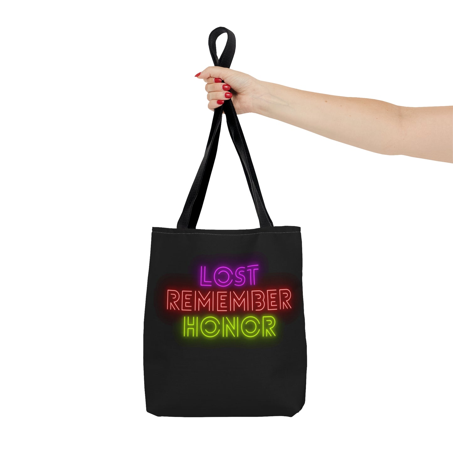 Tote Bag: Lost Remember Honor Black