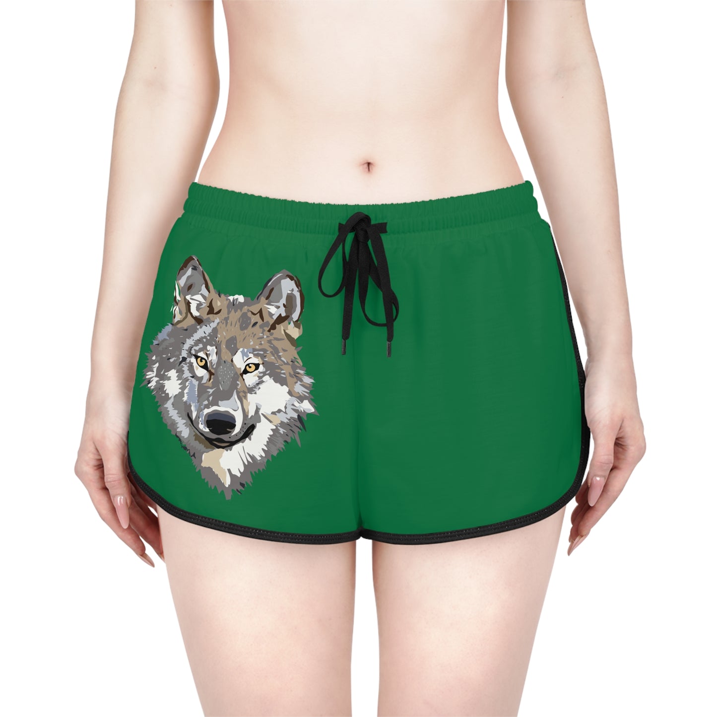 Women's Relaxed Shorts: Wolves Dark Green