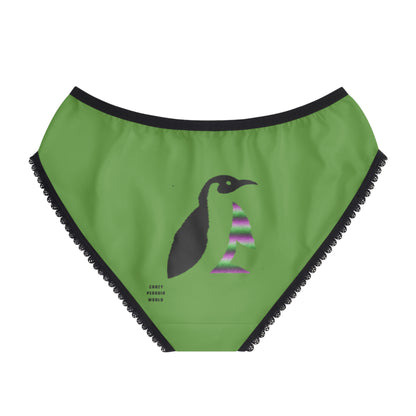 Women's Briefs: Crazy Penguin World Logo Green