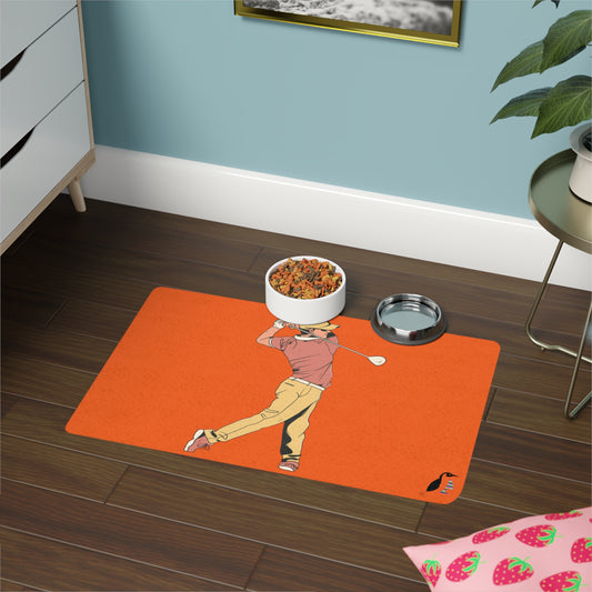 Pet Food Mat: Golf Orange