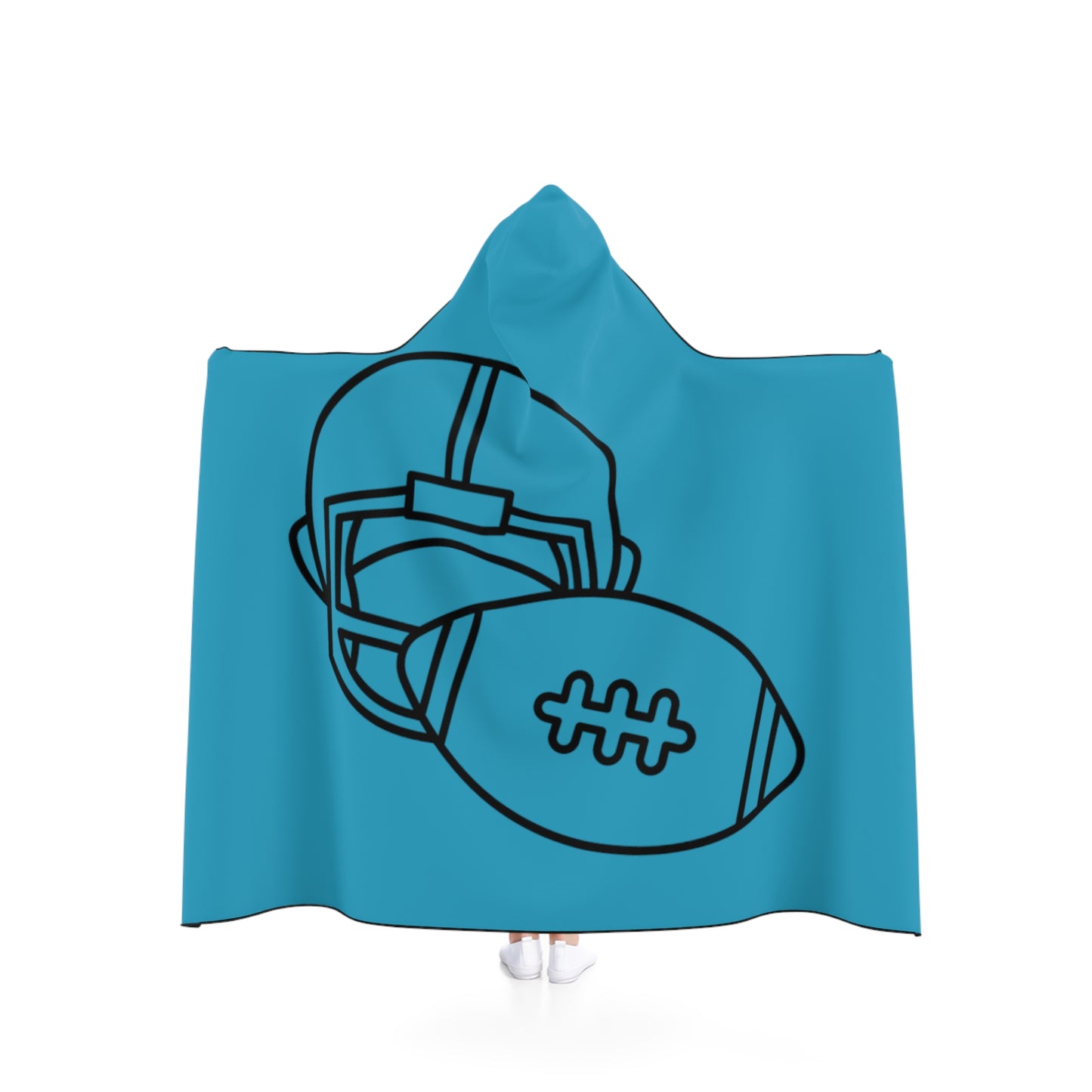 Hooded Blanket: Football Turquoise