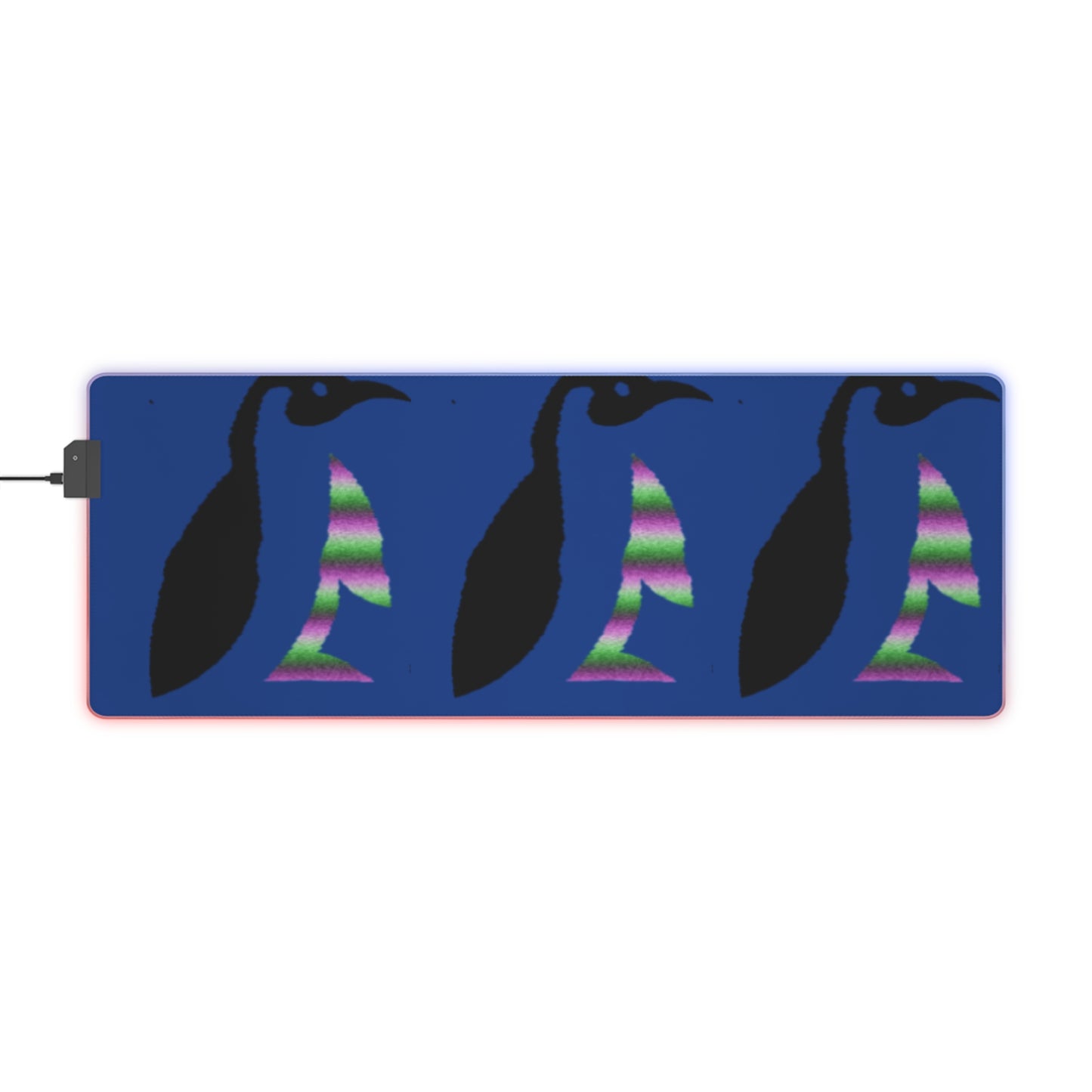 LED Gaming Mouse Pad: Crazy Penguin World Logo Dark Blue