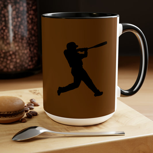 Two-Tone Coffee Mugs, 15oz: Baseball Brown
