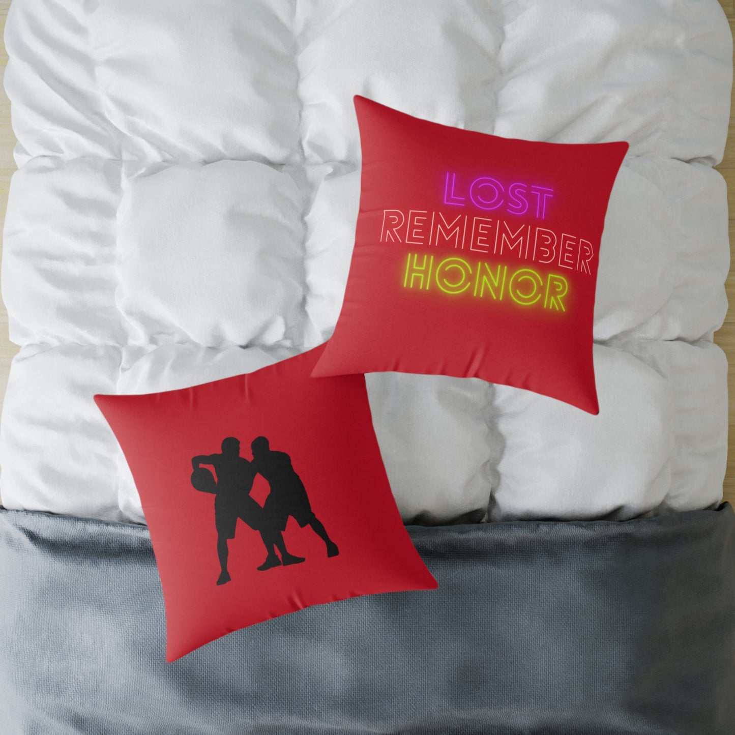 Spun Polyester Pillow: Basketball Dark Red