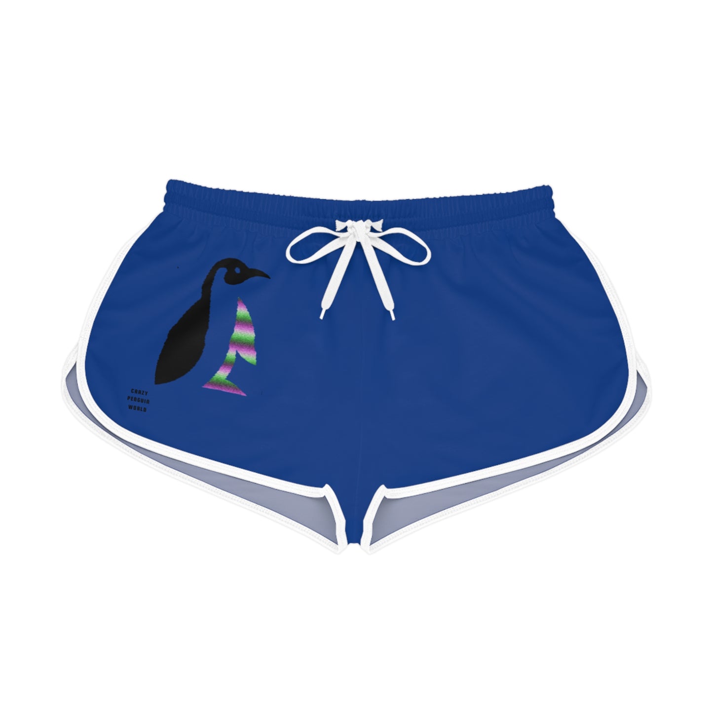 Women's Relaxed Shorts: Crazy Penguin World Logo Dark Blue