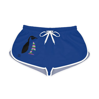 Women's Relaxed Shorts: Crazy Penguin World Logo Dark Blue